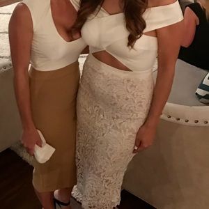 Off white off shoulder lace dress